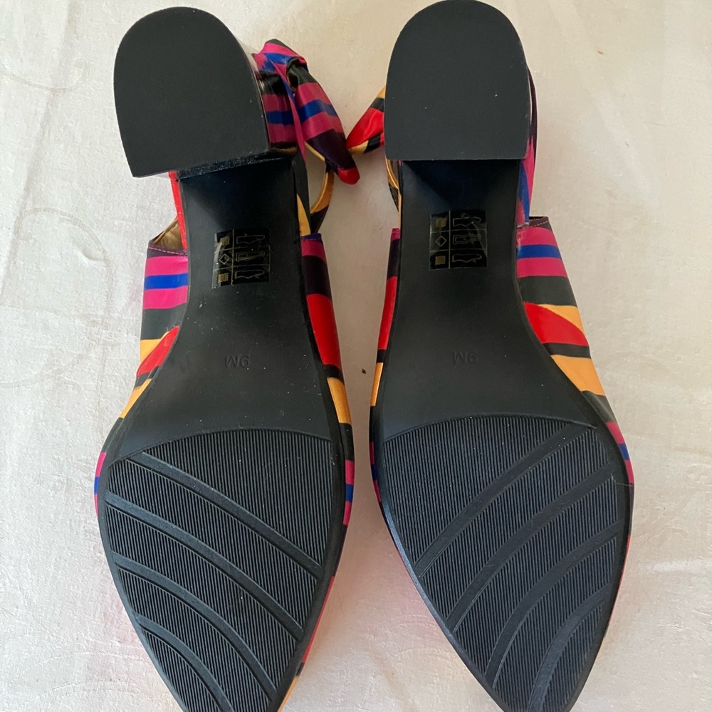 J. RENEE’ “CIPRIANA-JJ’ Size 9M, Silk, multicolored striped Slingback Pumps NWOT - Picture 5 of 14